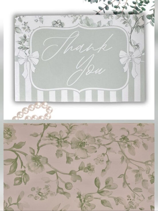 Smilemail Other - 12x15.5 Poly Mailers (20) & Thank You Cards (20) 4x6 Sage Toile Bows Floral
